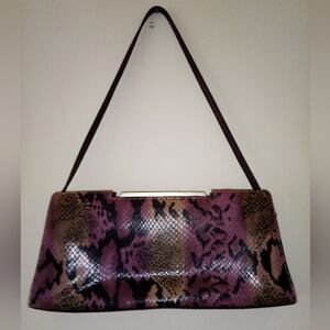 NWOT Kenneth Cole Snake Leather Multi Print purple & black Shoulder Bag